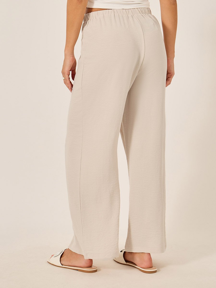 Textured Drawstring Waist Wide Leg Pants