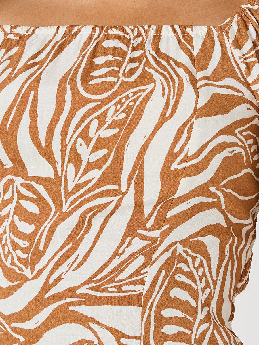All-Over Print Square Neck Cropped Top and Column Skirt Co-Ords