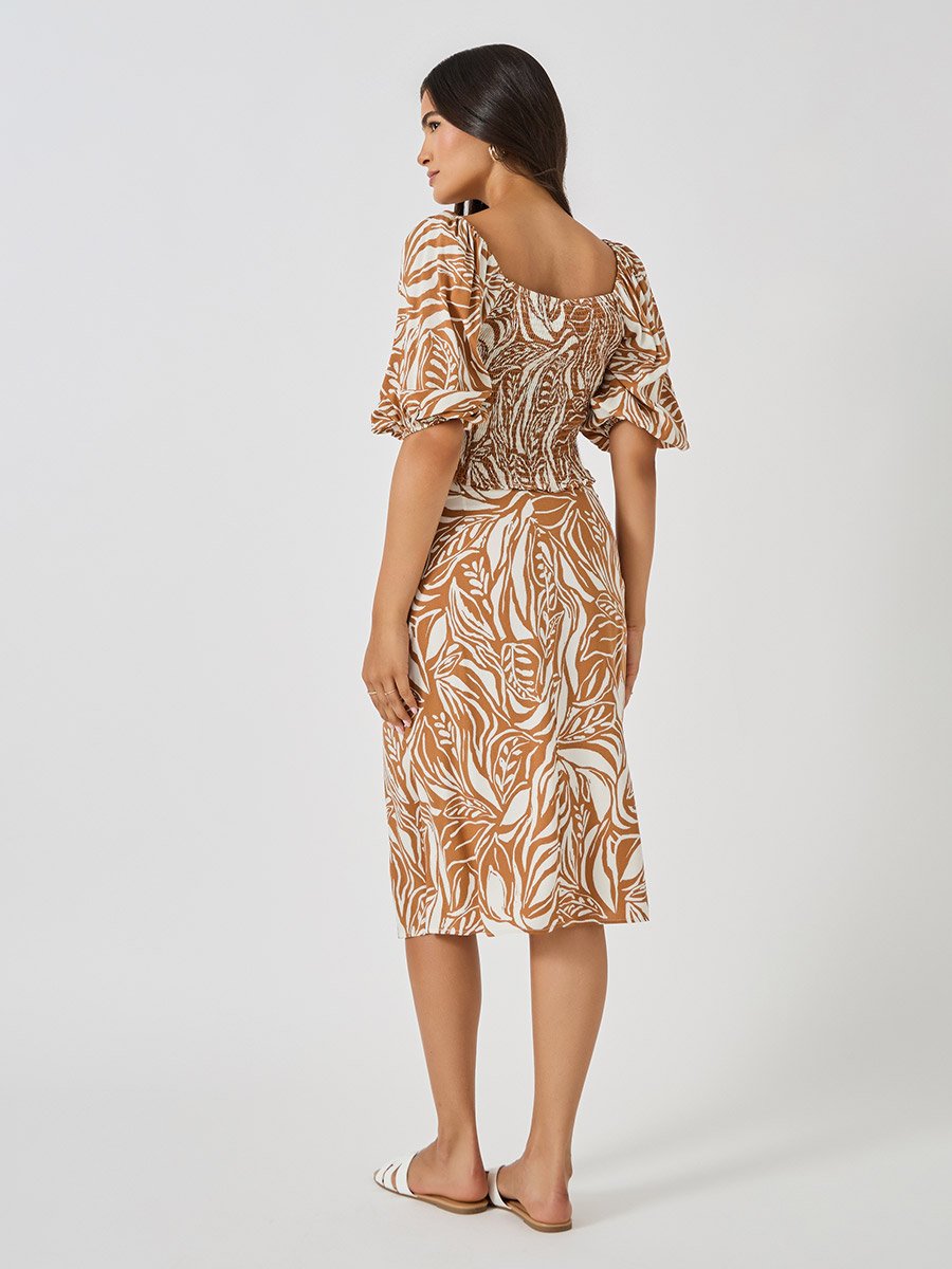 All-Over Print Square Neck Cropped Top and Column Skirt Co-Ords
