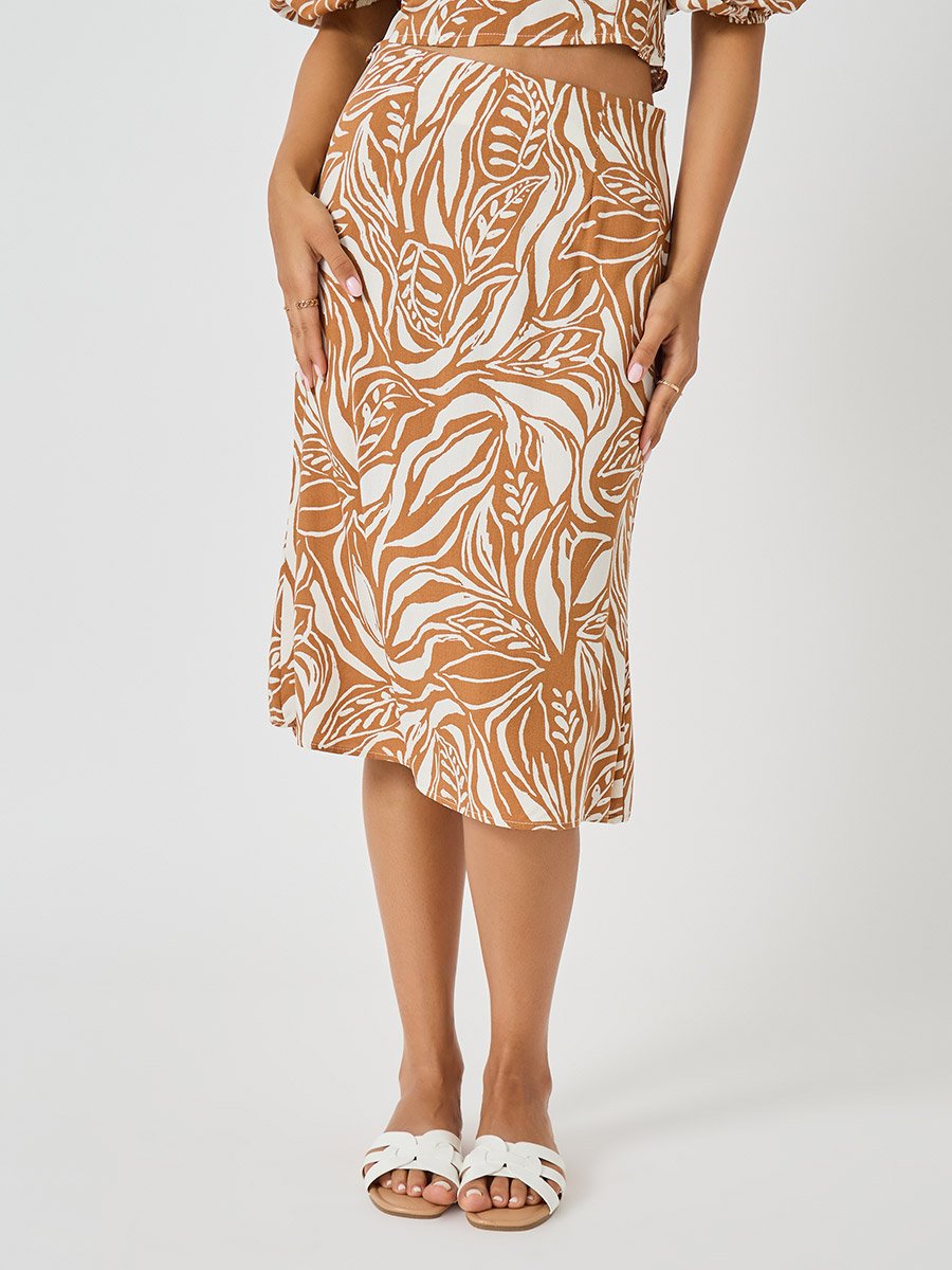 All-Over Print Square Neck Cropped Top and Column Skirt Co-Ords
