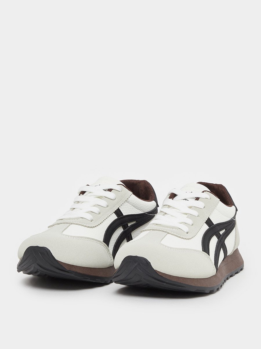Color Block Contrast Lined Lace-Up Sneakers