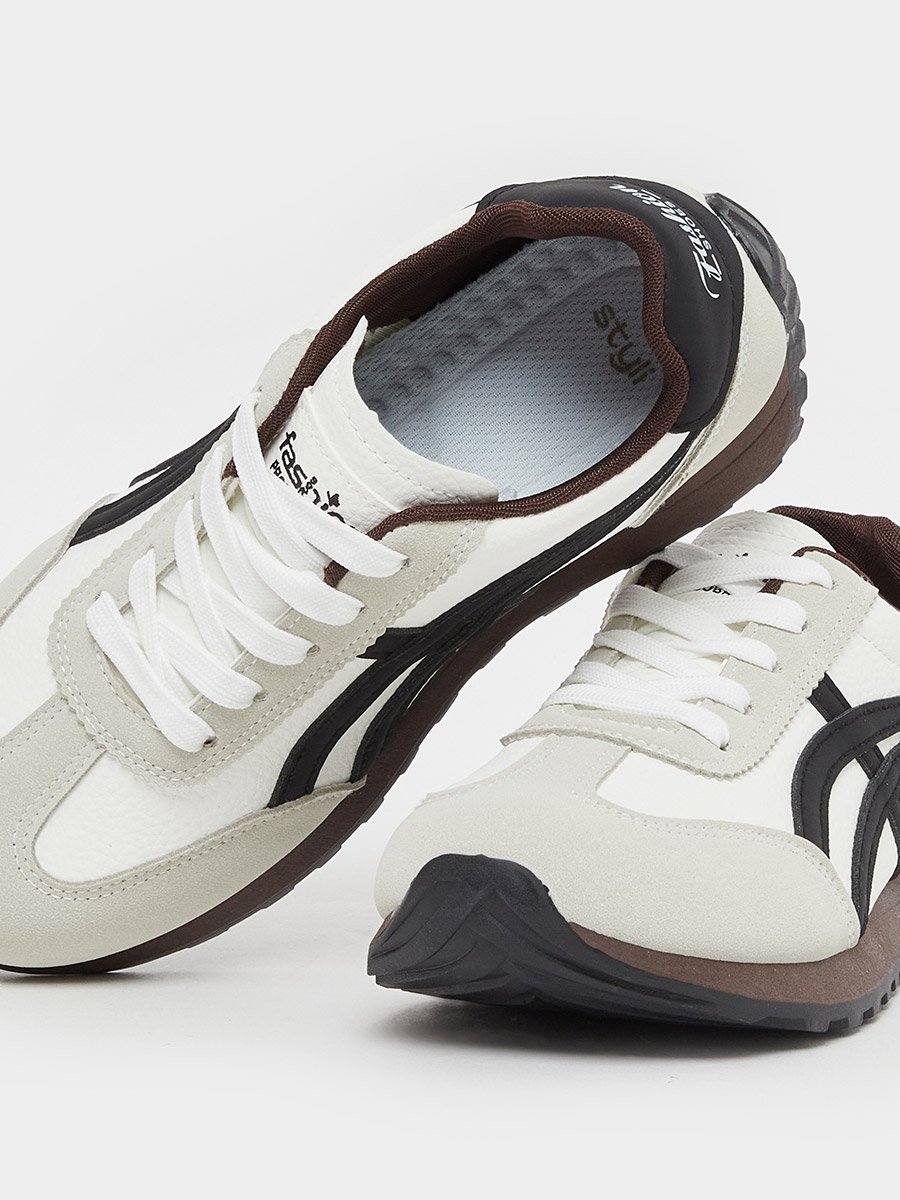 Color Block Contrast Lined Lace-Up Sneakers