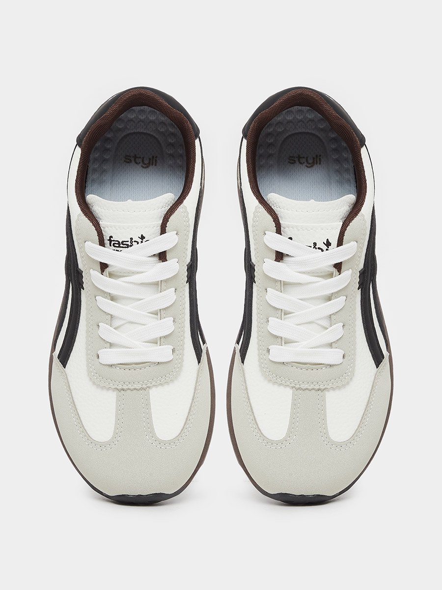 Color Block Contrast Lined Lace-Up Sneakers