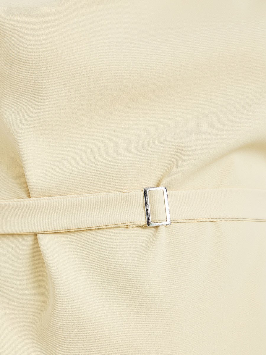 Yellow One-Shoulder Blouse with Belt Detail
