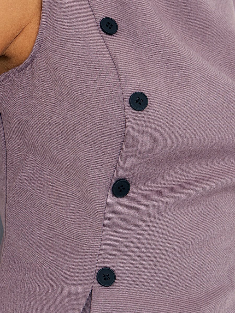 Lilac Tailored Peplum Top with Button Detail