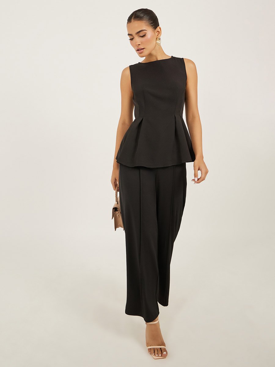 Sleeveless Round Neck Peplum Top