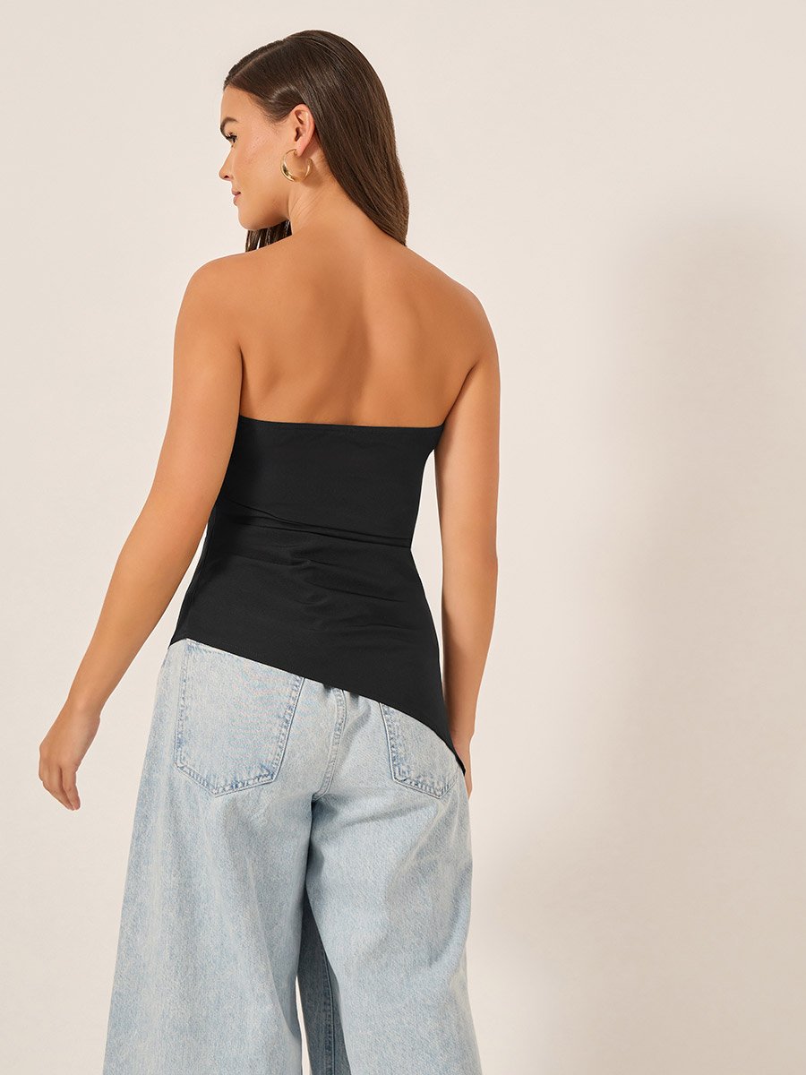 Bandeau Neck Asymmetric Hem Top
