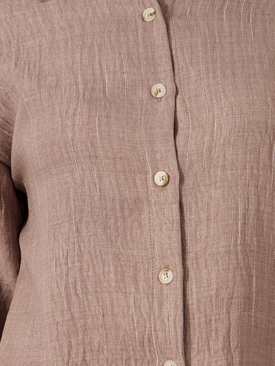 Oversized Linen Spread Collar Shirt