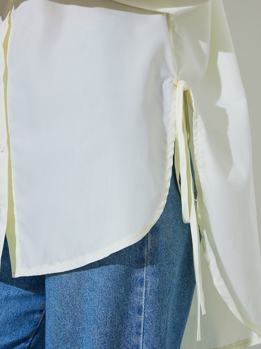 Oversized High-Low Hem Shirt with Tie Detail