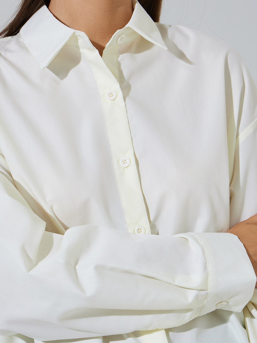 Oversized High-Low Hem Shirt with Tie Detail