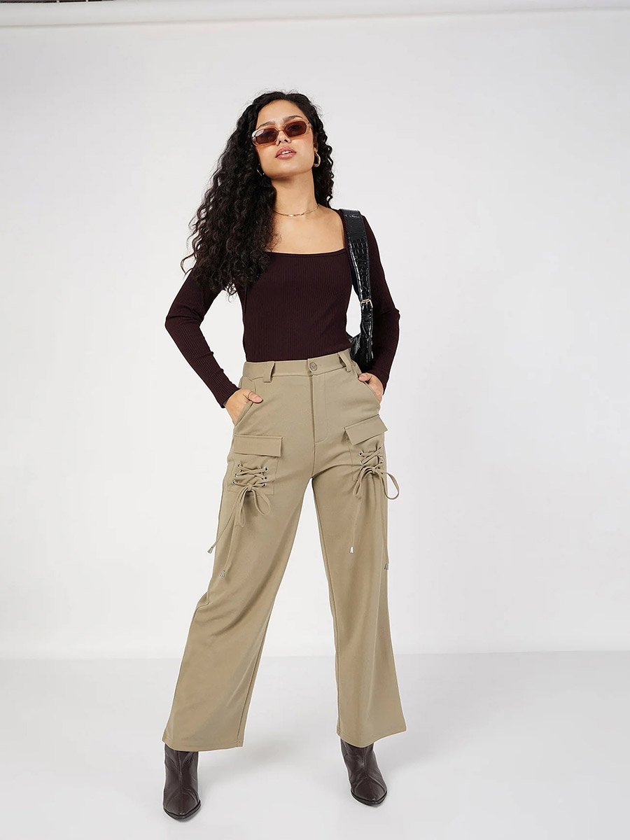 Ribbed Square Neck Long Sleeve Top