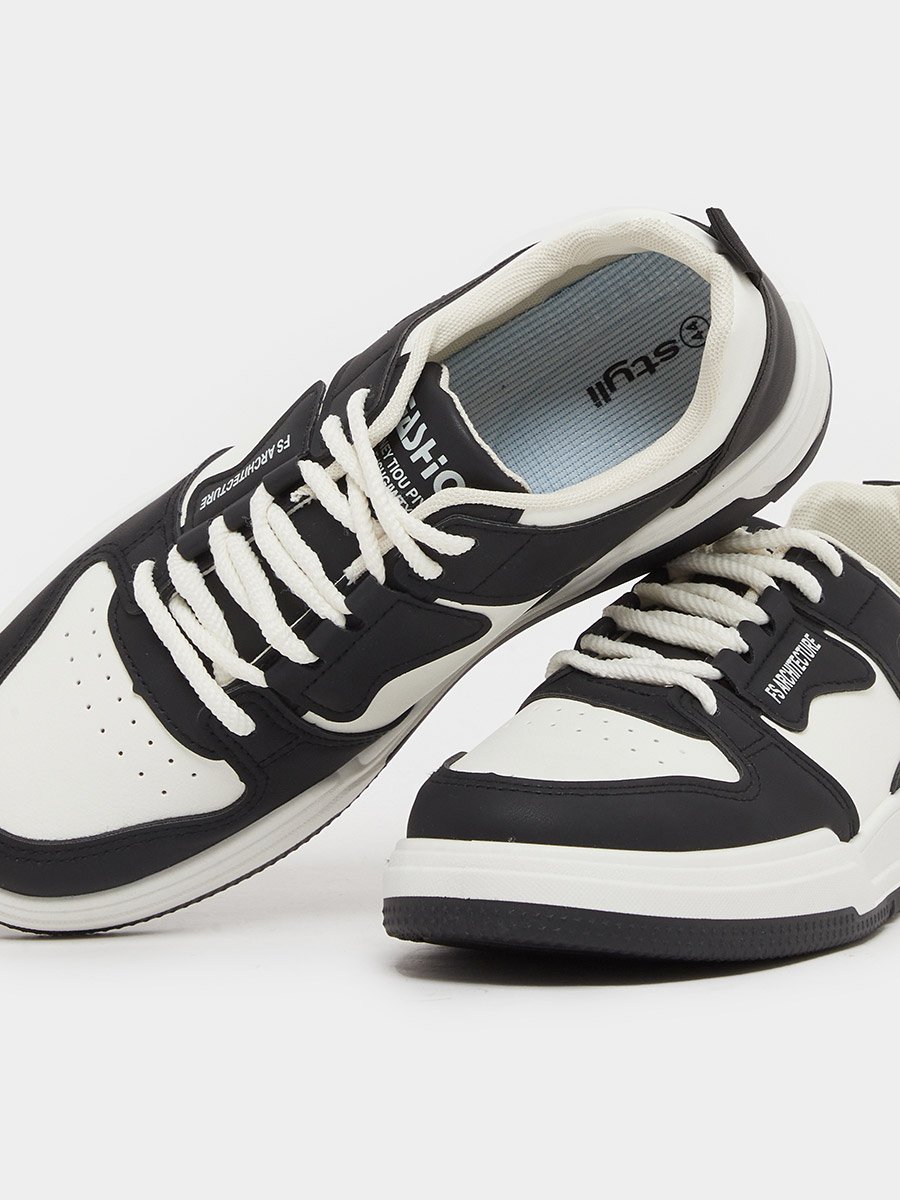 Color Block Skateboard Lace Up Sneakers