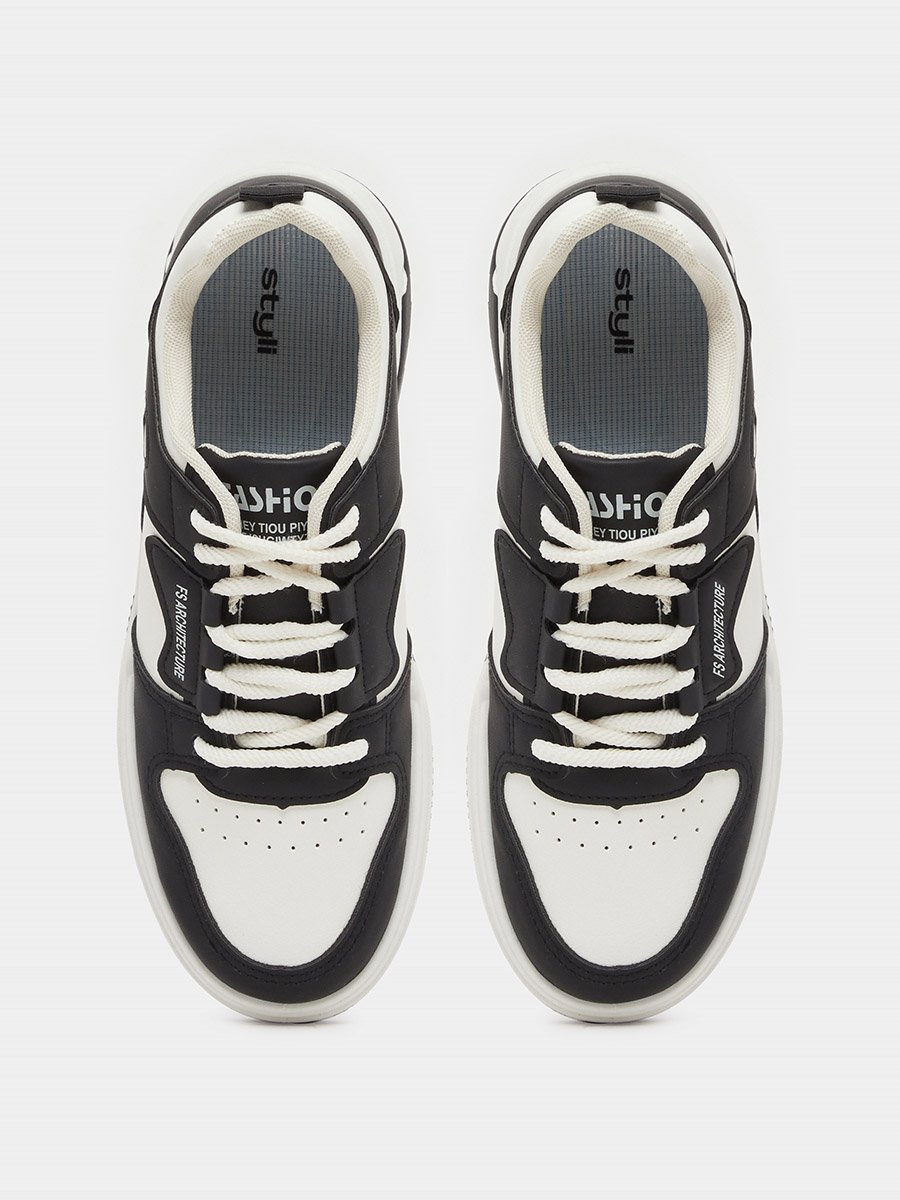 Color Block Skateboard Lace Up Sneakers