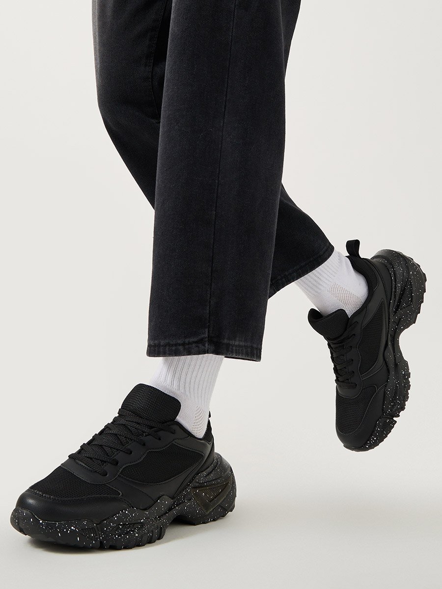 Chunky Sole Lace Up Sneakers with Pull Tab