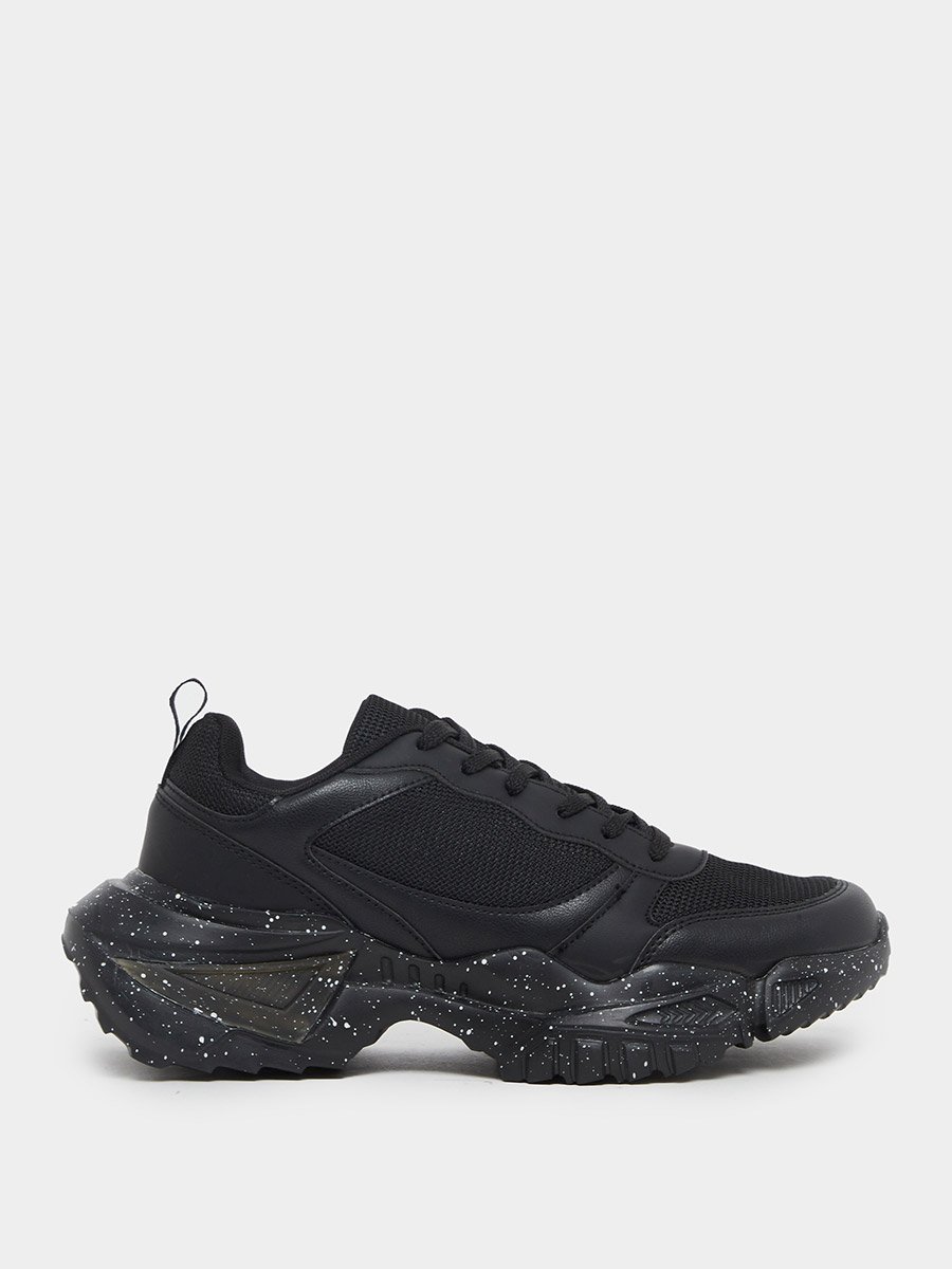 Chunky Sole Lace Up Sneakers with Pull Tab