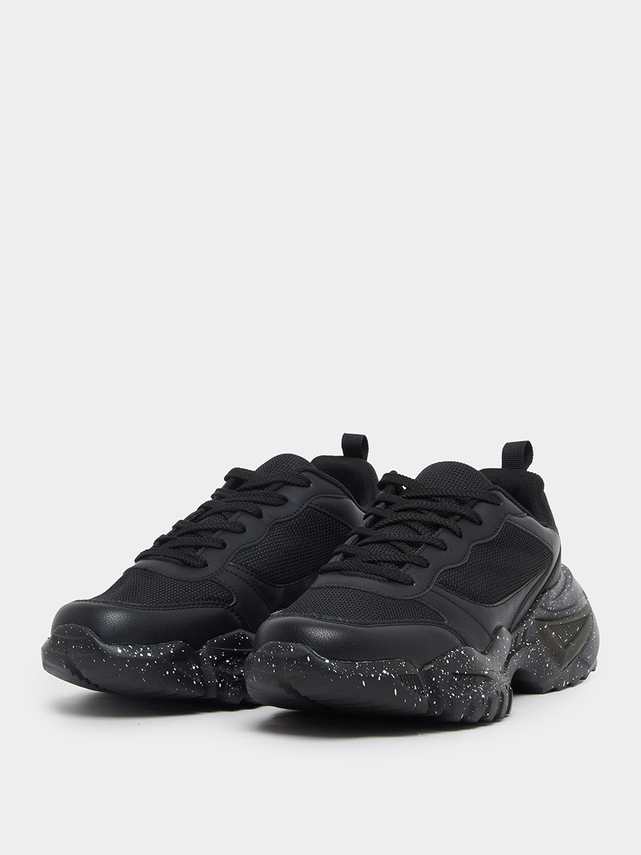 Chunky Sole Lace Up Sneakers with Pull Tab