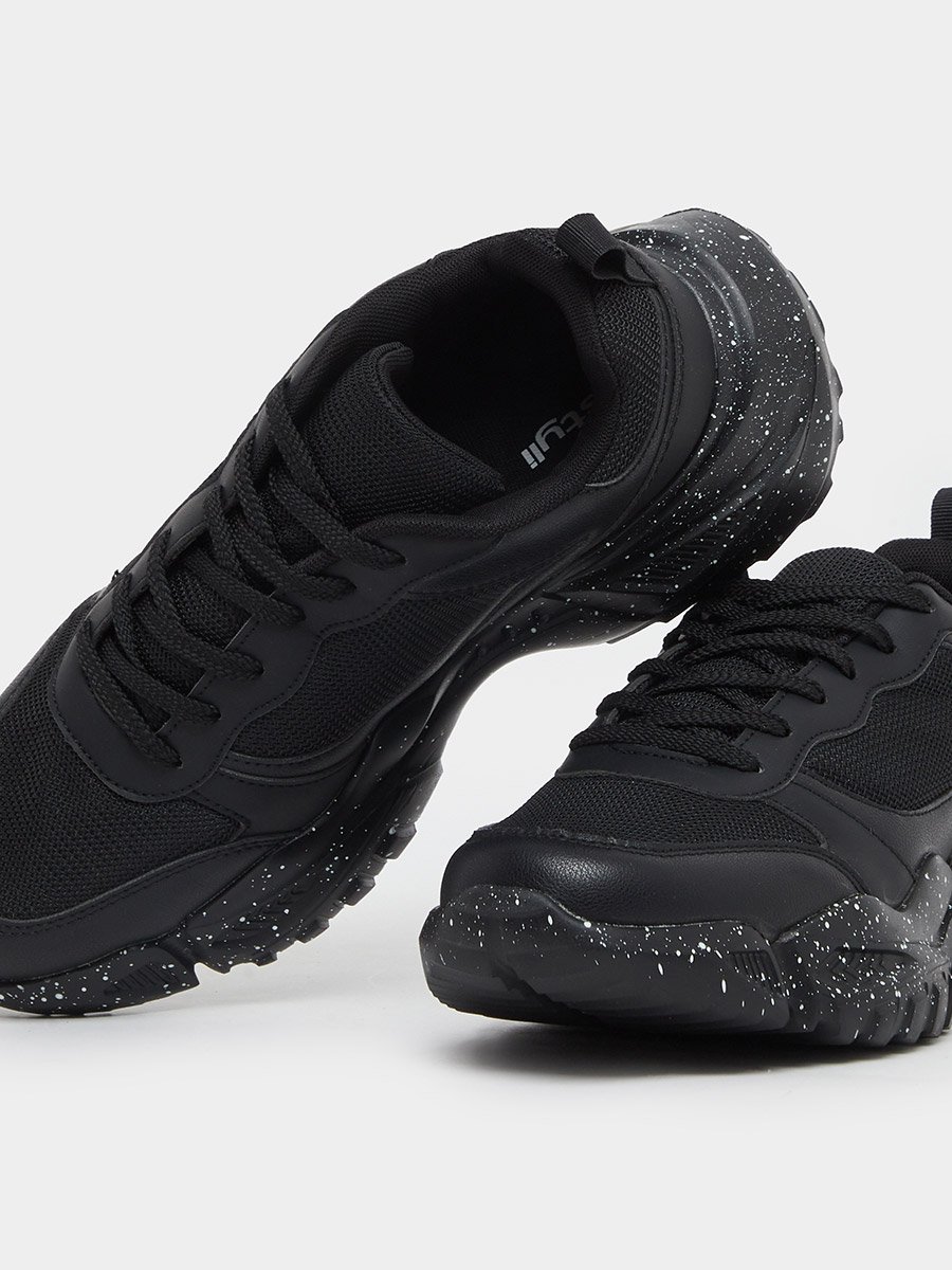 Chunky Sole Lace Up Sneakers with Pull Tab