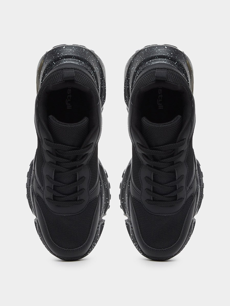 Chunky Sole Lace Up Sneakers with Pull Tab