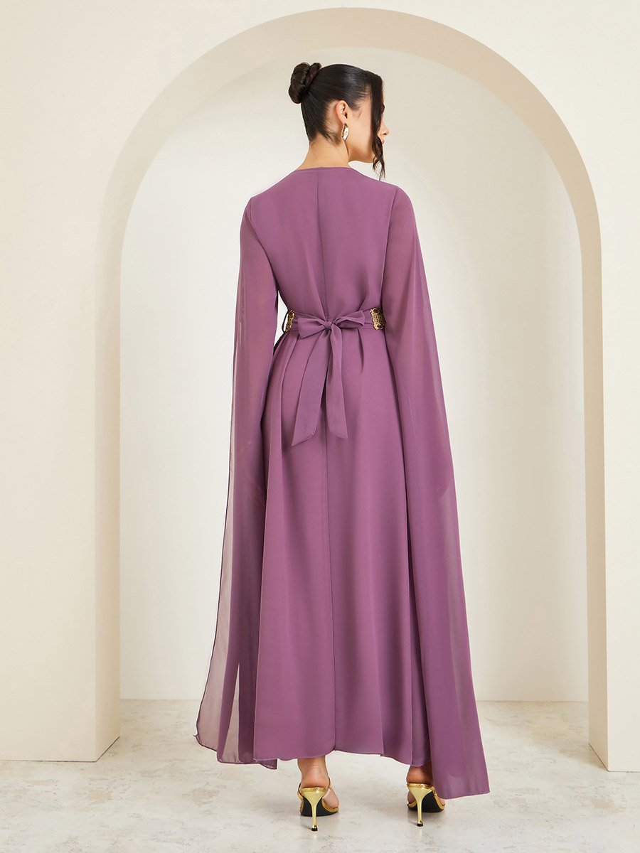 Women Purple Embroidered Belted Kaftan For Women at UAE | Styli