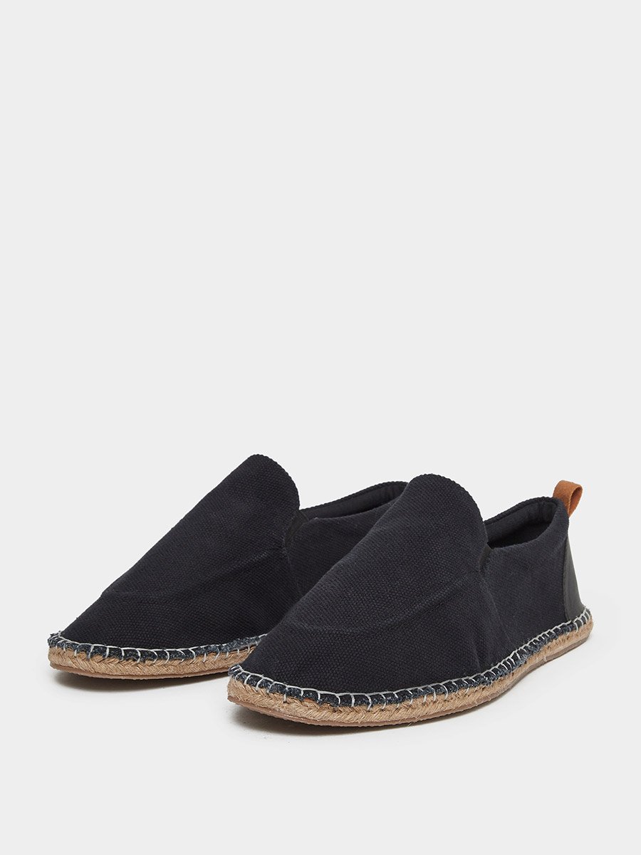 Black Canvas Slip-On Espadrille