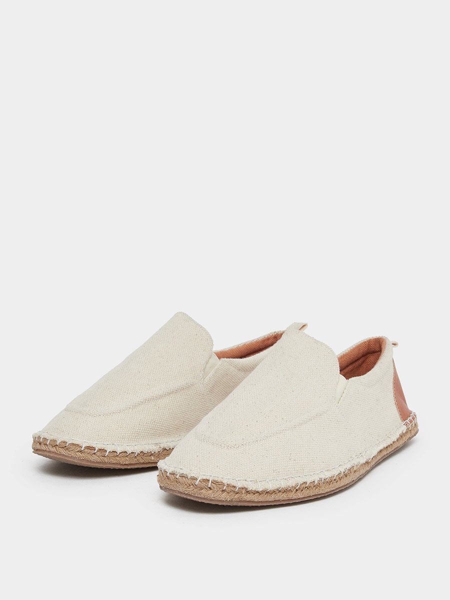 Off White Canvas Slip-On Espadrille