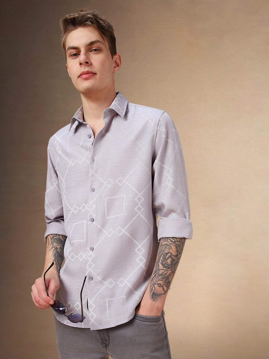 Printed Relaxed Fit Spread Collar Shirt