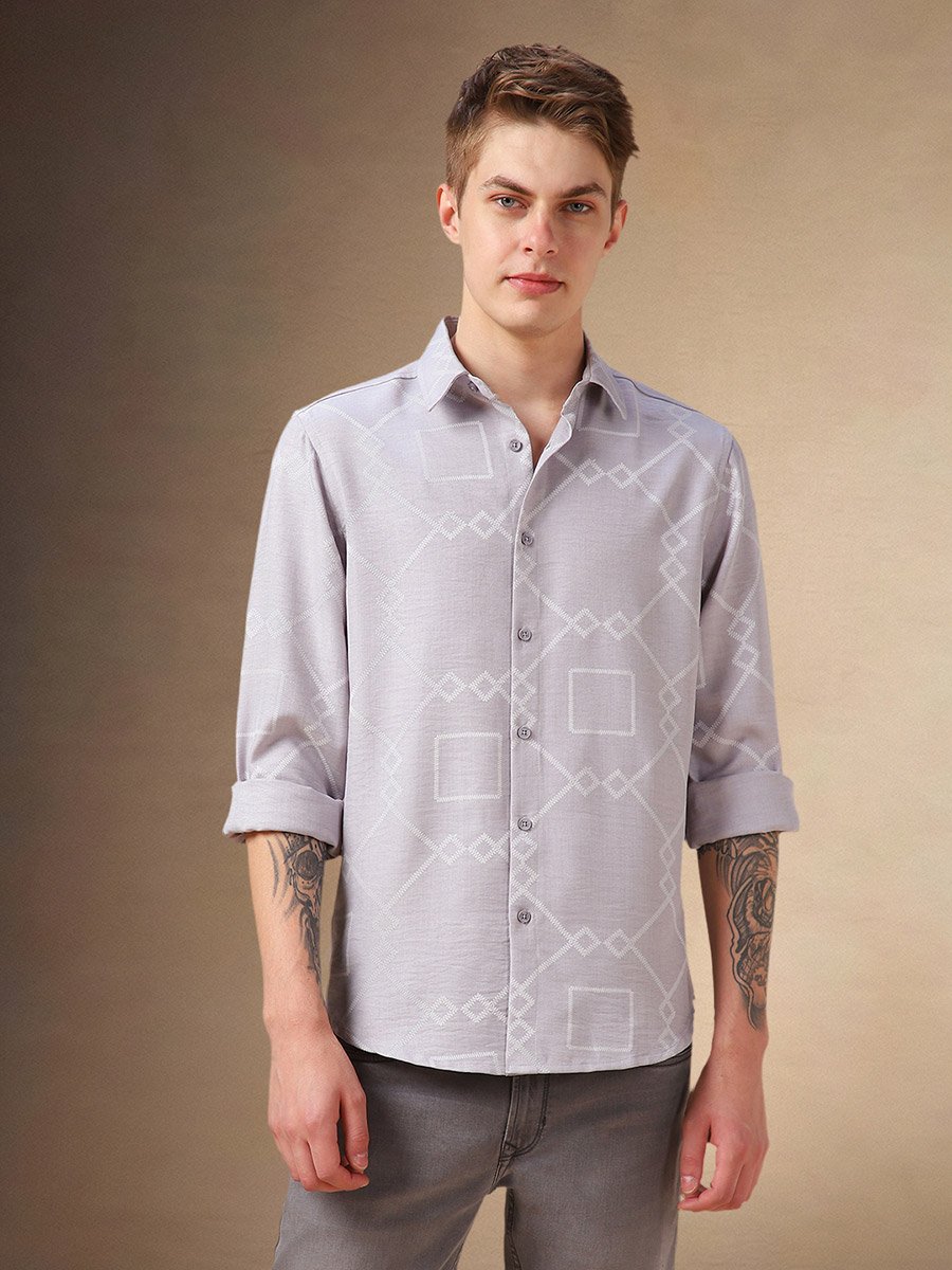 Printed Relaxed Fit Spread Collar Shirt