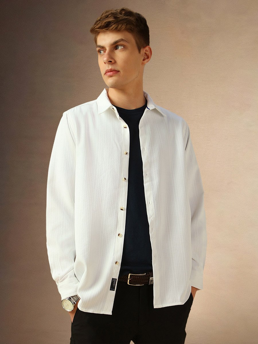 Solid Spread Collar Regular Fit Shirt