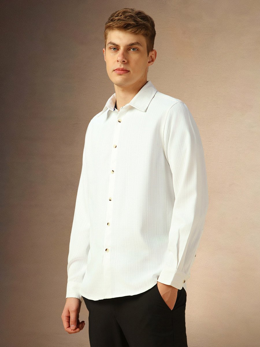 Solid Spread Collar Regular Fit Shirt