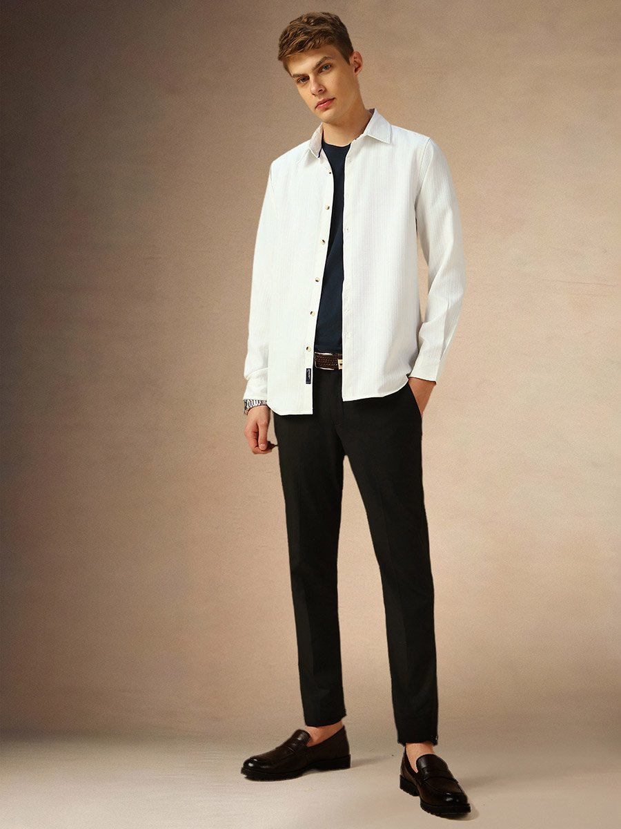 Solid Spread Collar Regular Fit Shirt