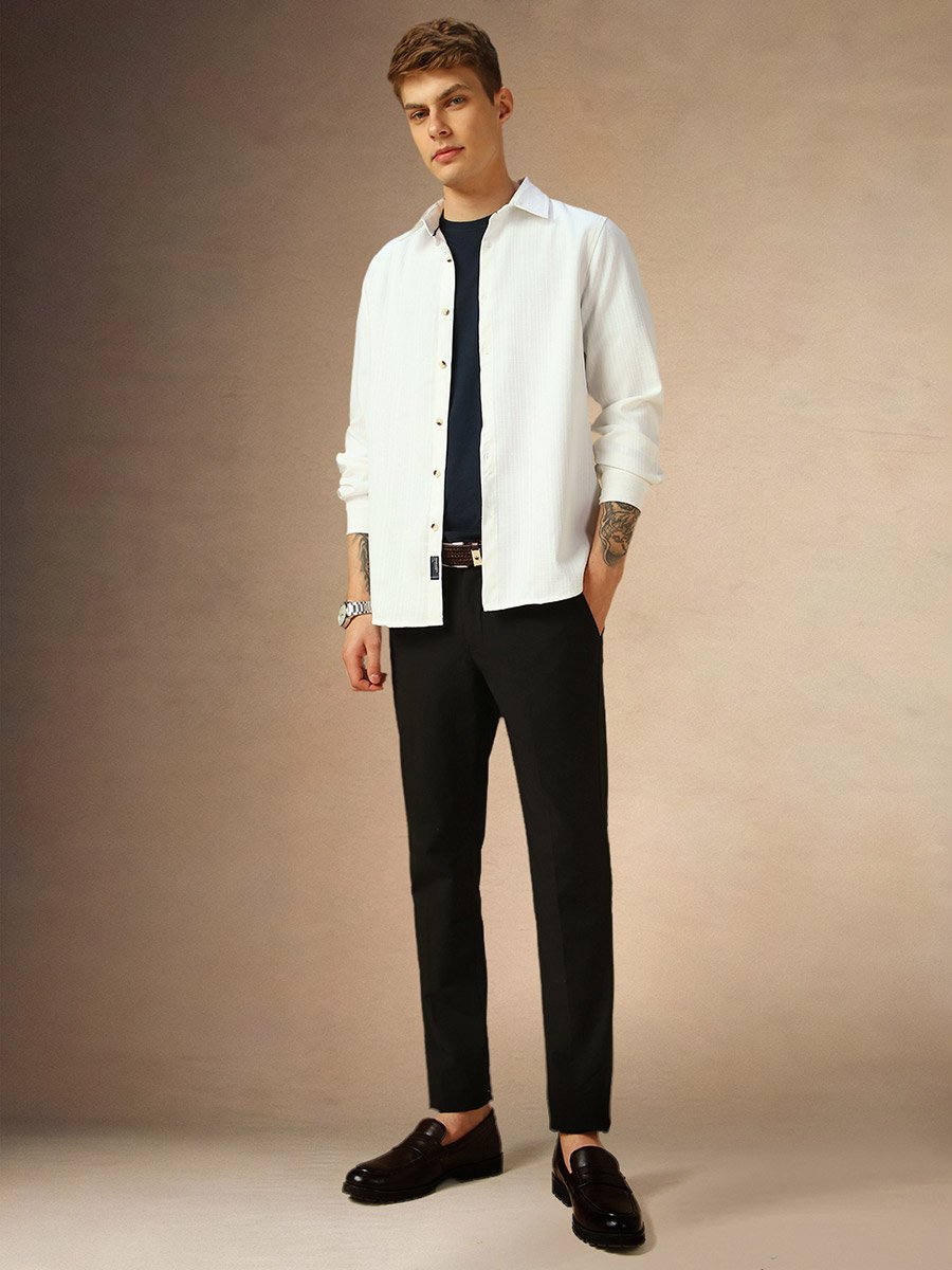 Solid Spread Collar Regular Fit Shirt