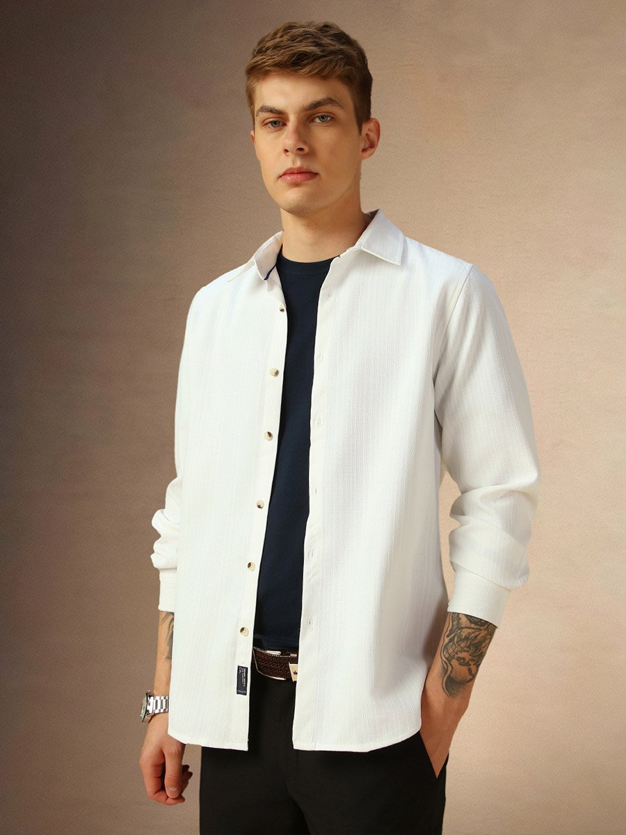 Solid Spread Collar Regular Fit Shirt