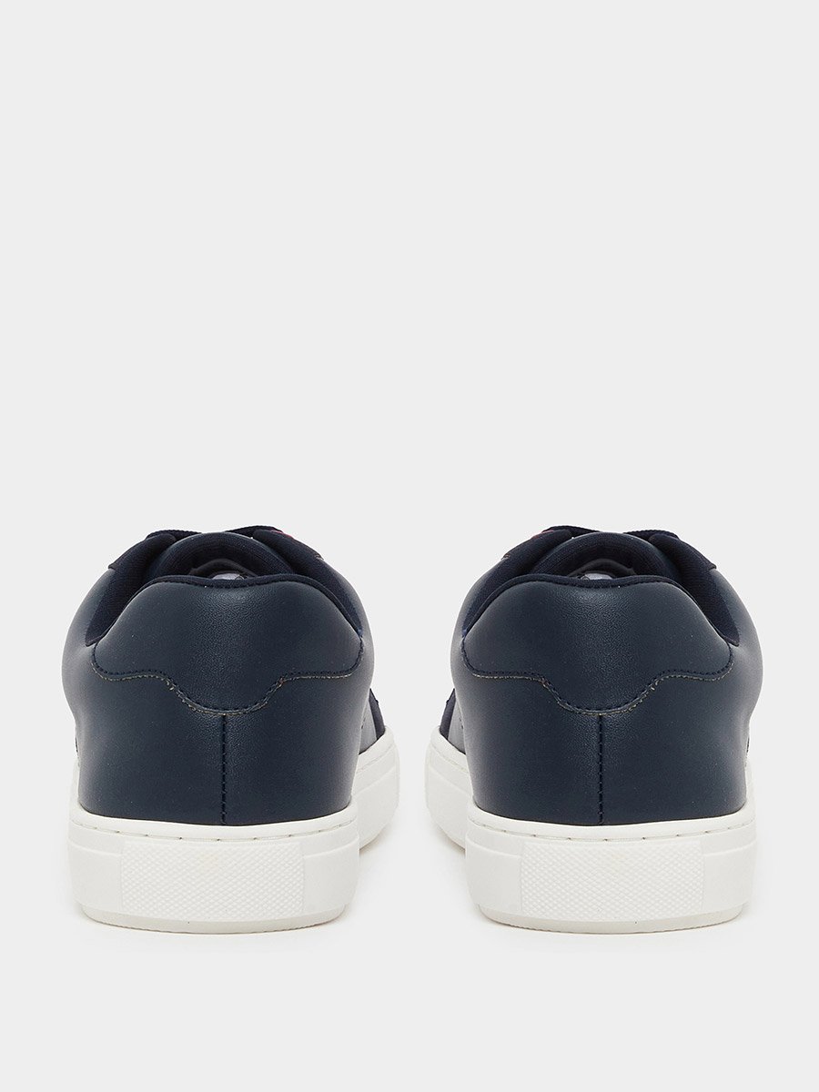 Color Block Low Top Lace-Up Sneakers with Twin Stripe Detail