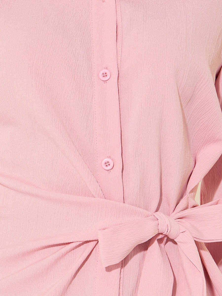 Solid Wrap Buttoned Top with Tie-Up and Pants Co-Ords