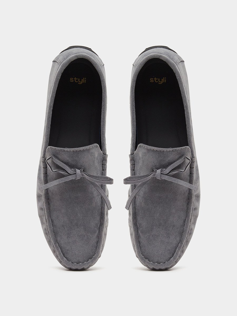 Textured Bow Accent Slip In Loafers