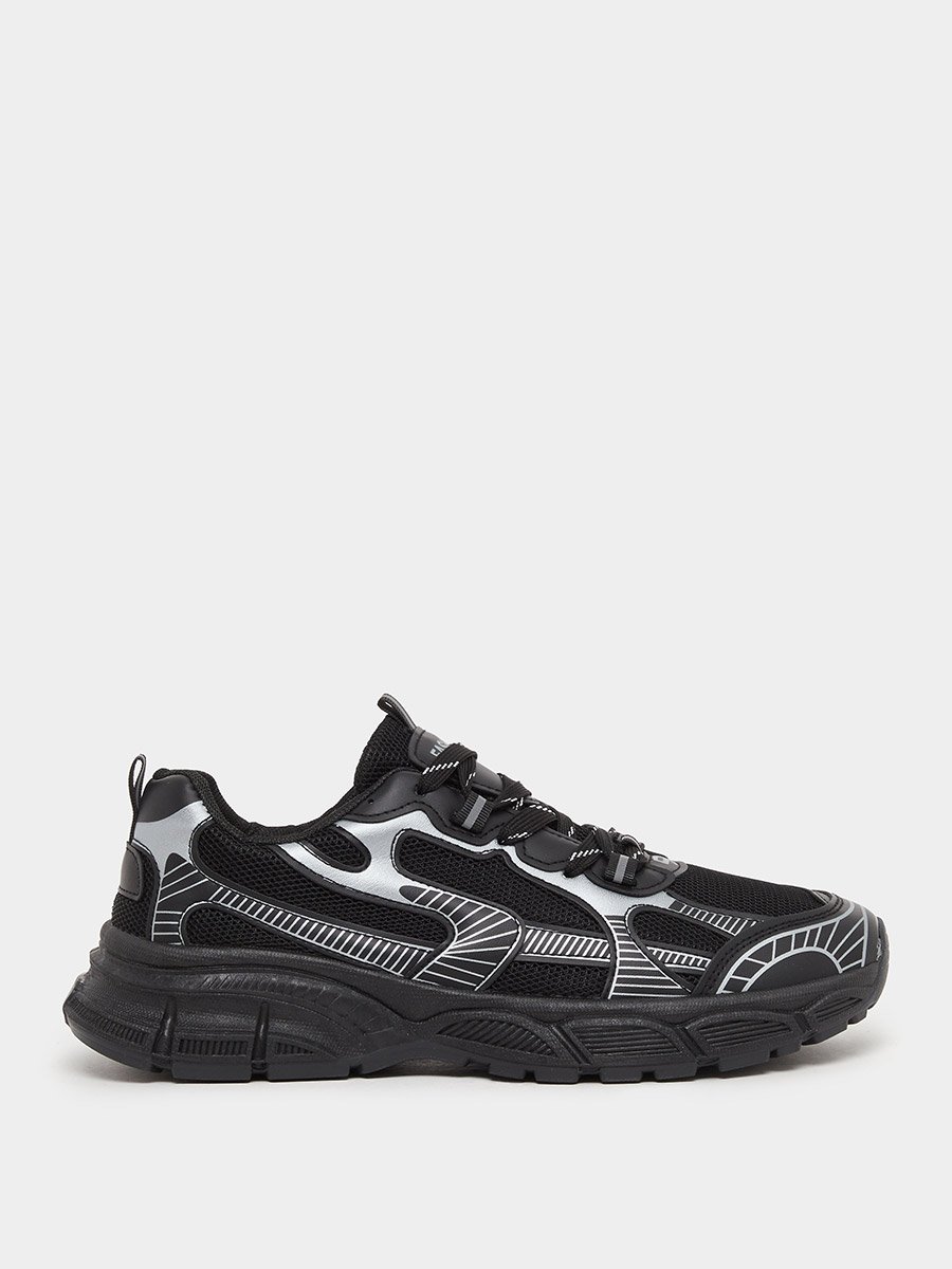 Metallic Graphic Chunky Sole Lace Up Sneakers