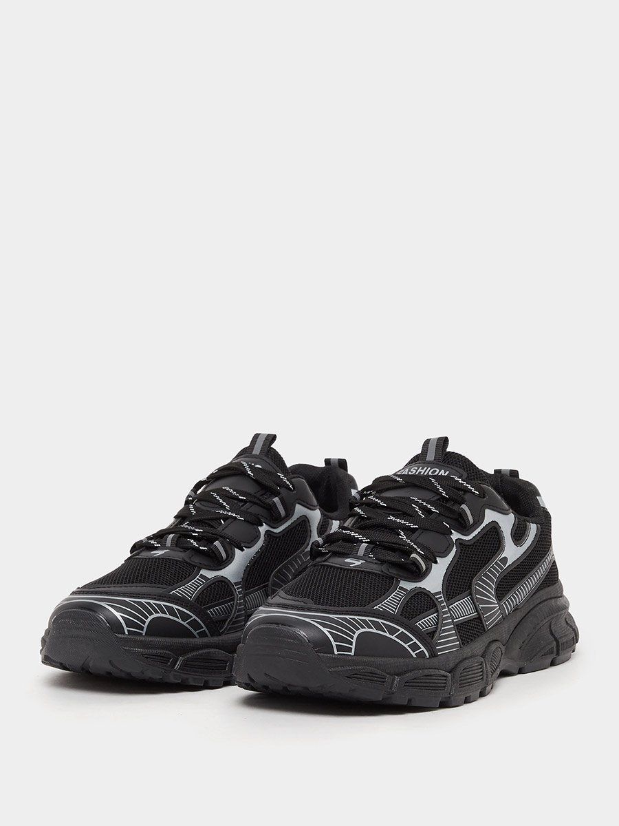 Metallic Graphic Chunky Sole Lace Up Sneakers