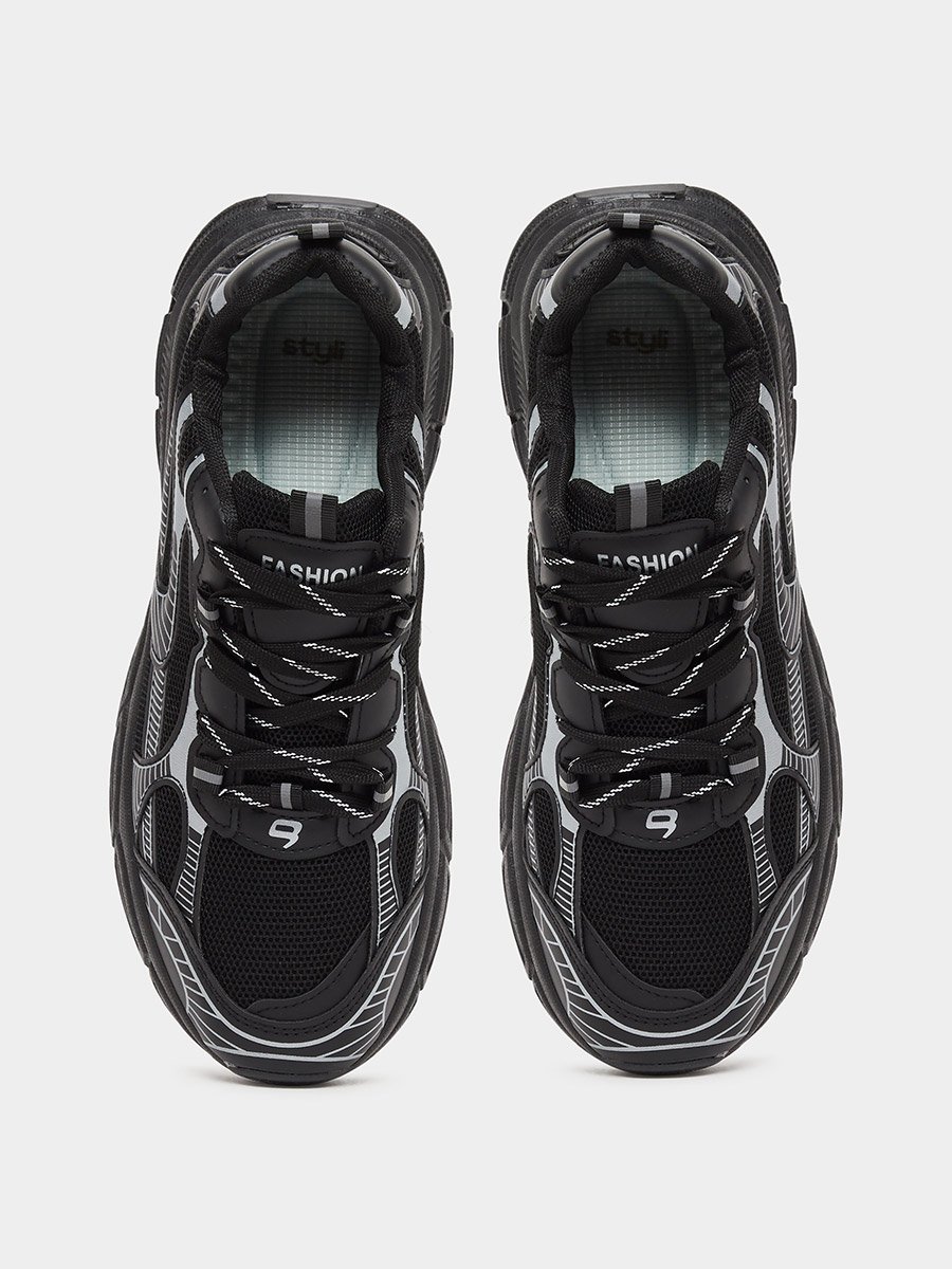 Metallic Graphic Chunky Sole Lace Up Sneakers