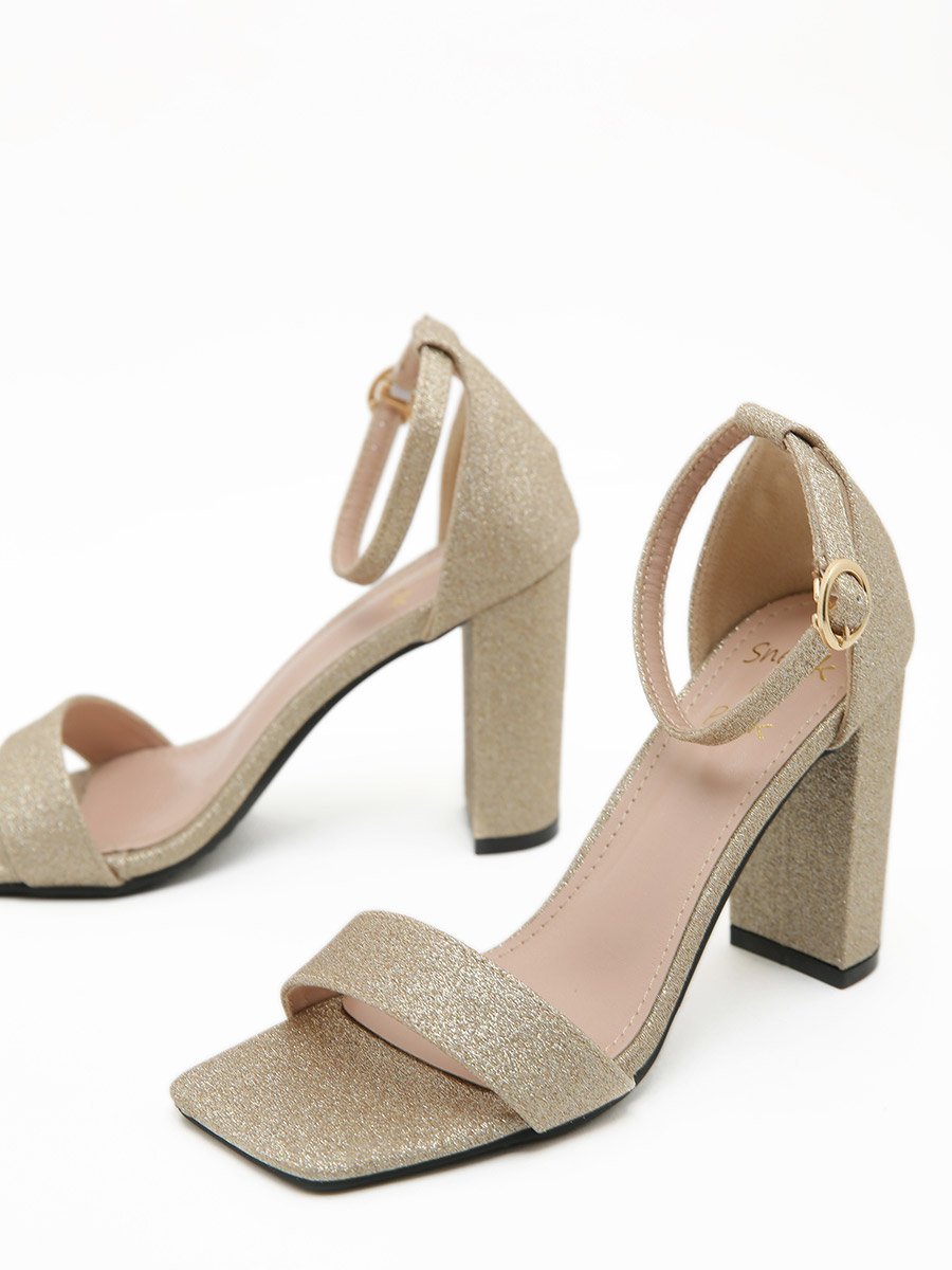 Embellished Open Toe Block Heel Sandals