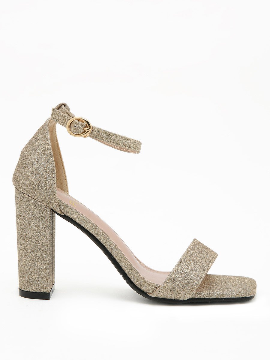 Embellished Open Toe Block Heel Sandals