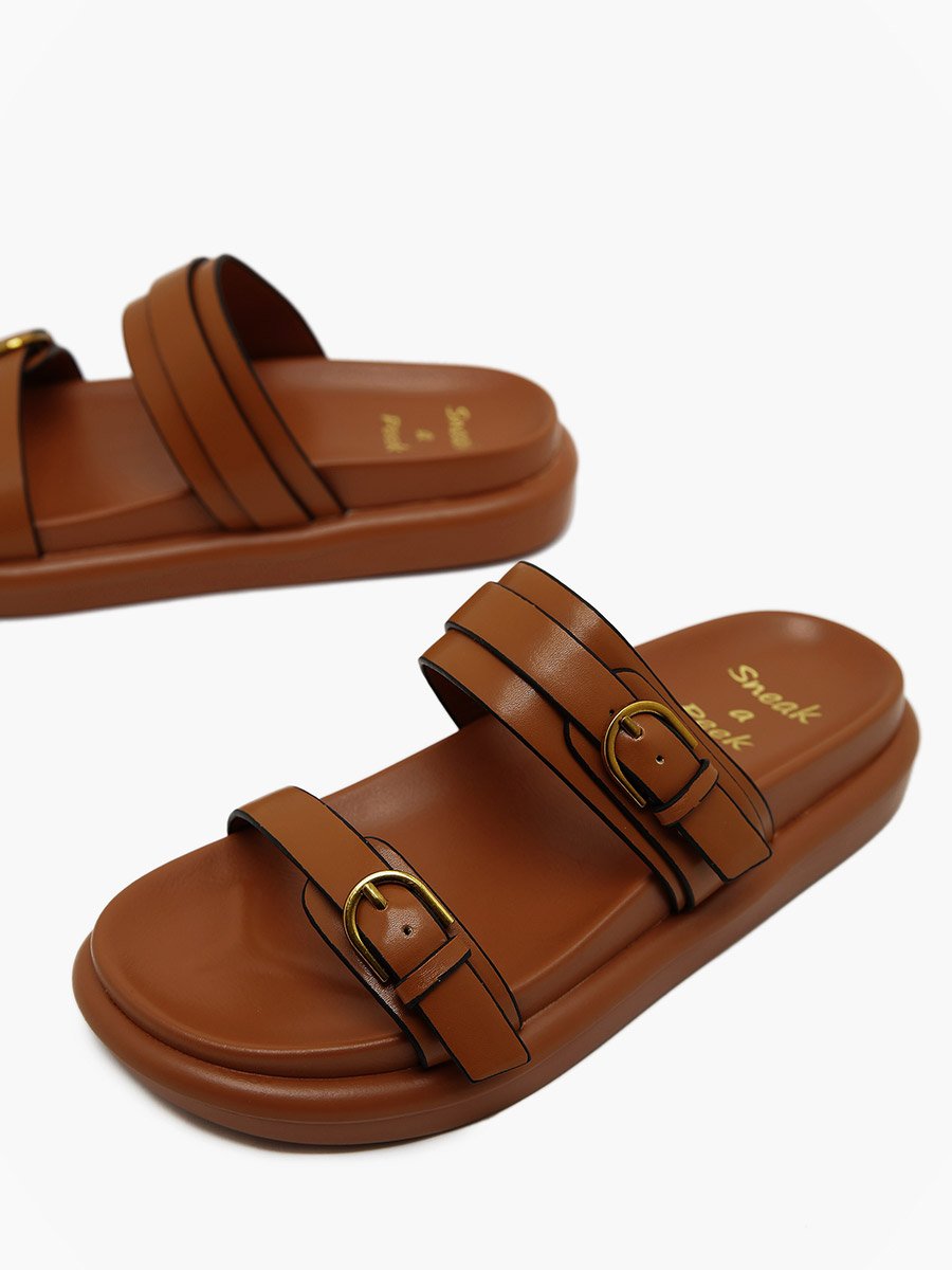 Comfort Double Buckle Flatform Sandals