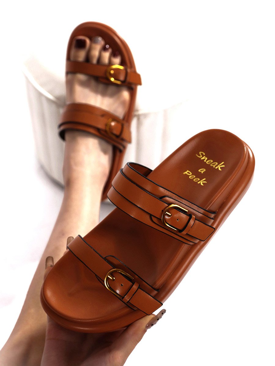 Comfort Double Buckle Flatform Sandals