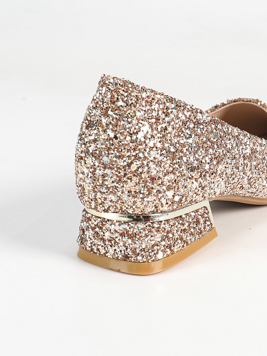 Embellished Pointed Toe Block Heels Pumps