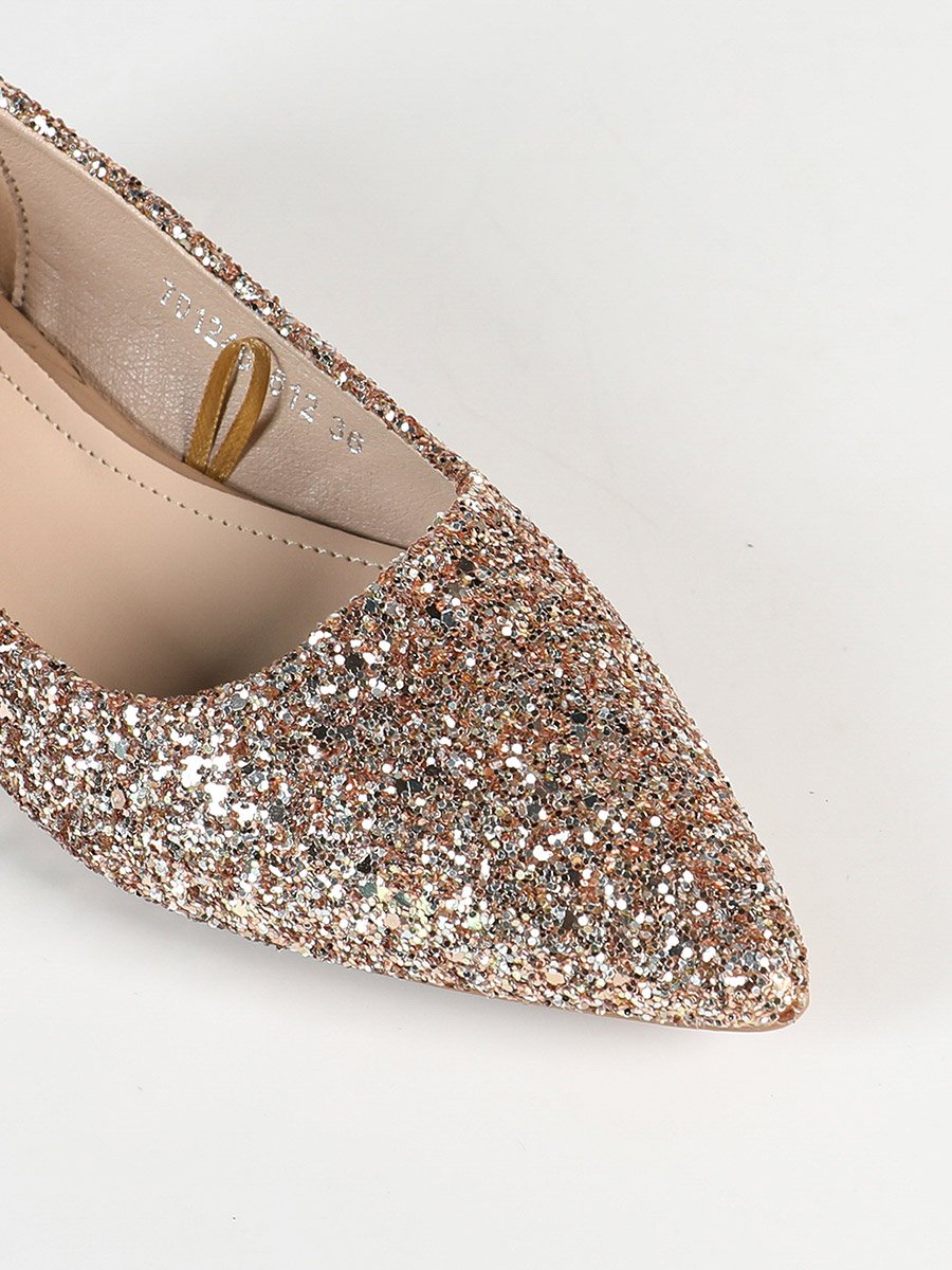 Embellished Pointed Toe Block Heels Pumps