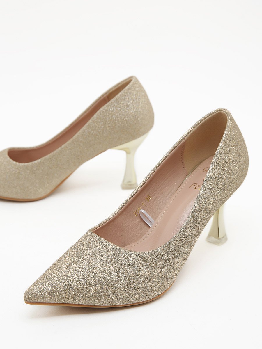 Glittered Pointed Toe Stiletto Heels Pumps