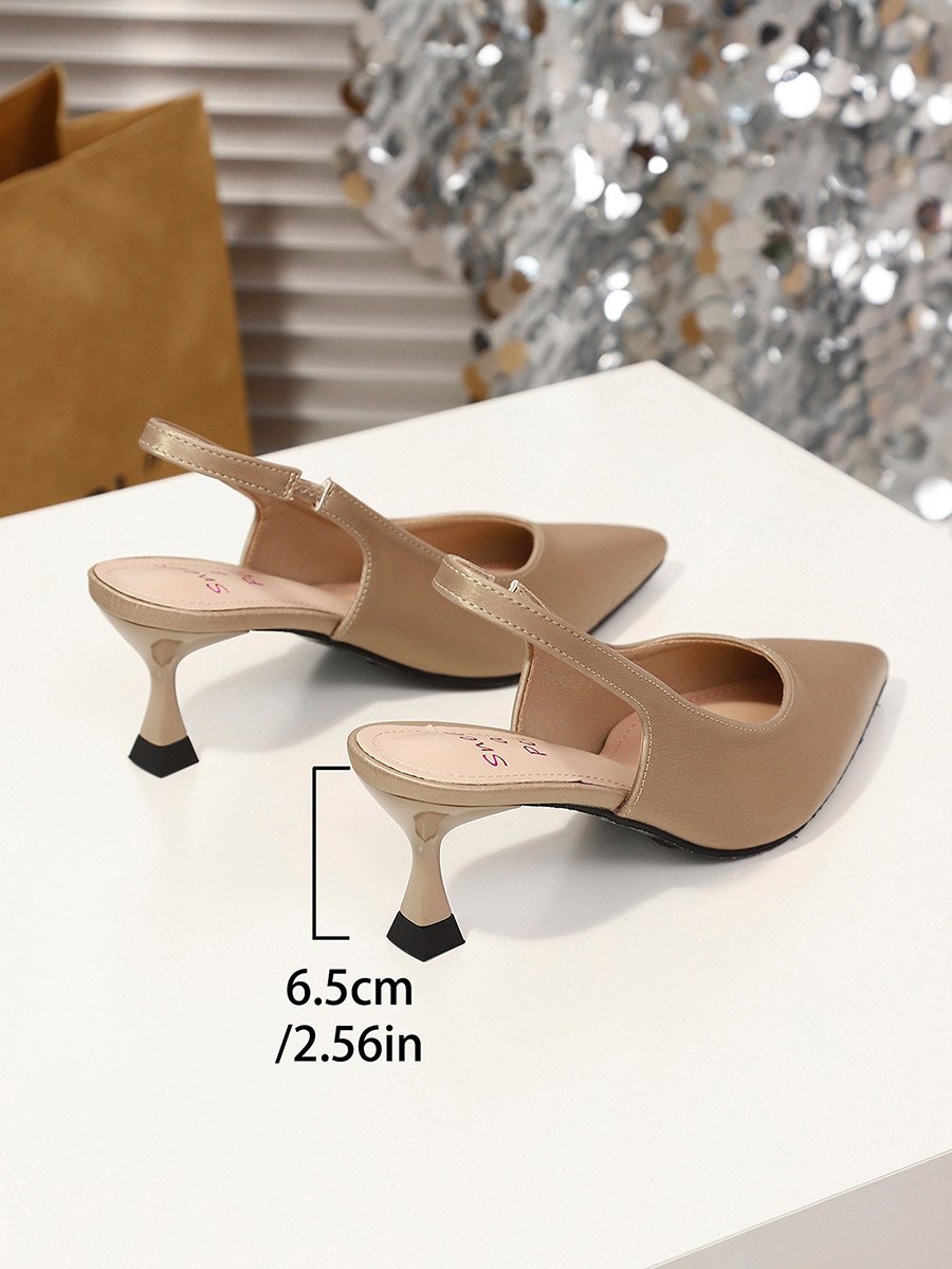 Pointed Toe Slingback Kitten Heels Pumps