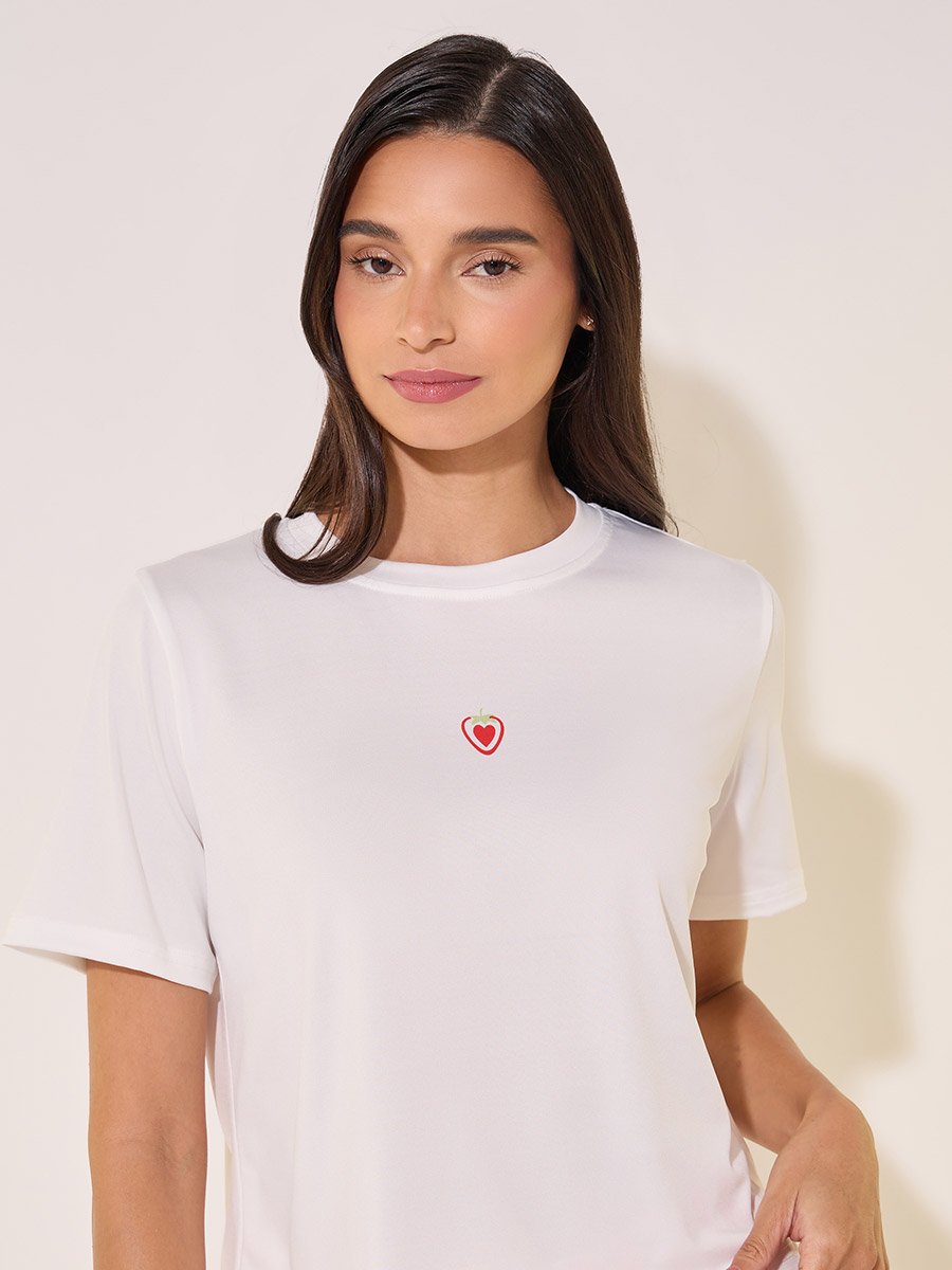 Heart Print Regular Fit T-Shirt and Pyjama Pants Set