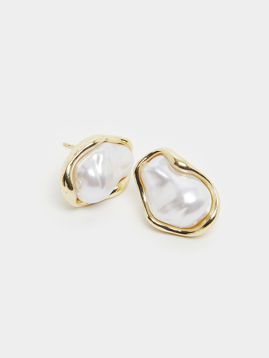 Big Faux Pearl Earrings