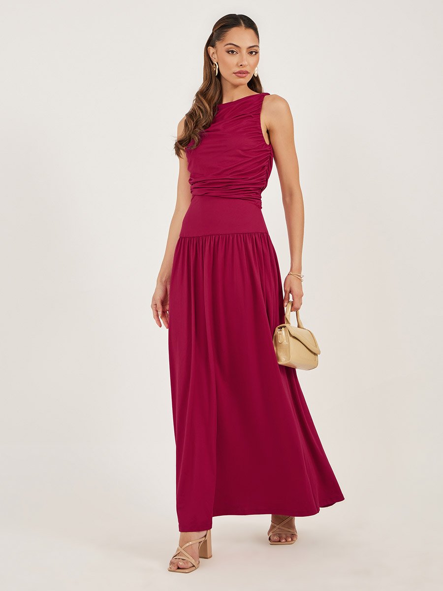 Red Sleeveless A-Line Maxi Dress