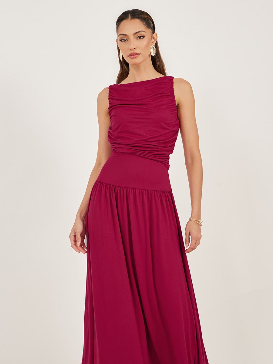 Red Sleeveless A-Line Maxi Dress